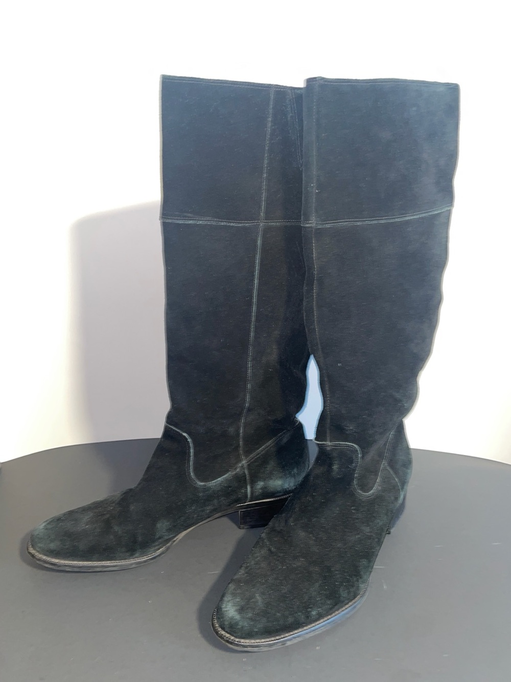 Audrey Brooke Black Suede Knee-High Boots